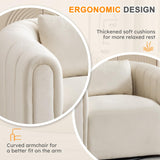 ANJ Swivel Barrel Chair Set of 2 with Plump Pillow, Modern Channel Dutch Velvet Accent Chair, Comfy Round Armchair, Swivel Accent Chair for Nursery Living Room Bedroom (Beige) ANJ