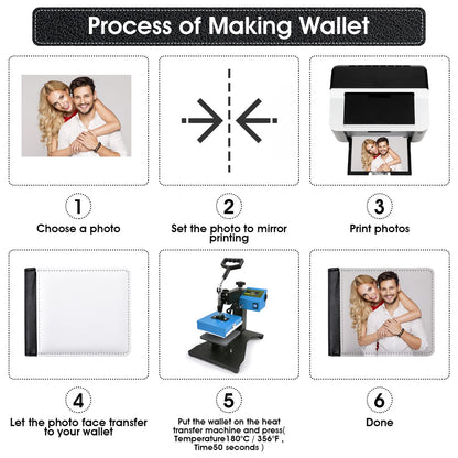 Sublimation Wallet Blank Heat Transfer Blank Wallet Multifunctional Wallet Graduation Gifts (1 Pcs Black Double Side)