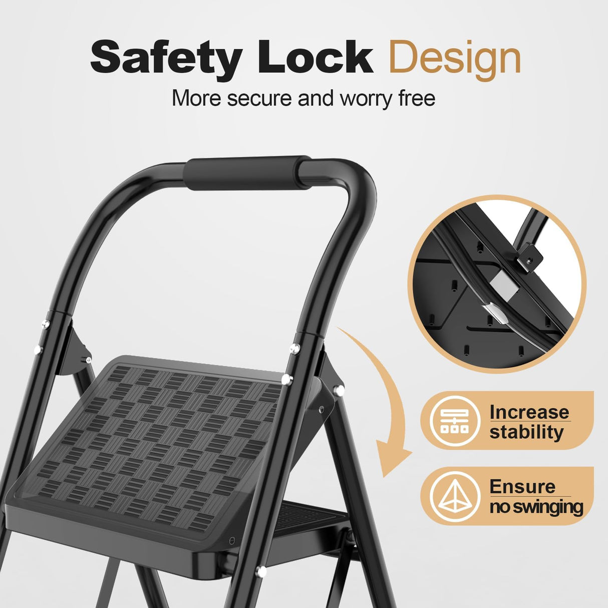 HBTower 2 Step Ladder, Step Stool for Adults,2 Step Ladder Folding Step Stool with Wide Pedal Ergonomic Design HBTower