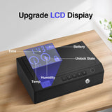 Sgorlds Biometric Gun Safe for Handgun with LCD Display of Temperature Humidity, Fingerprint Quick Access Pistol Safe with USB C Port, 12.6"x 10.24"x 3.15", Black Sgorlds