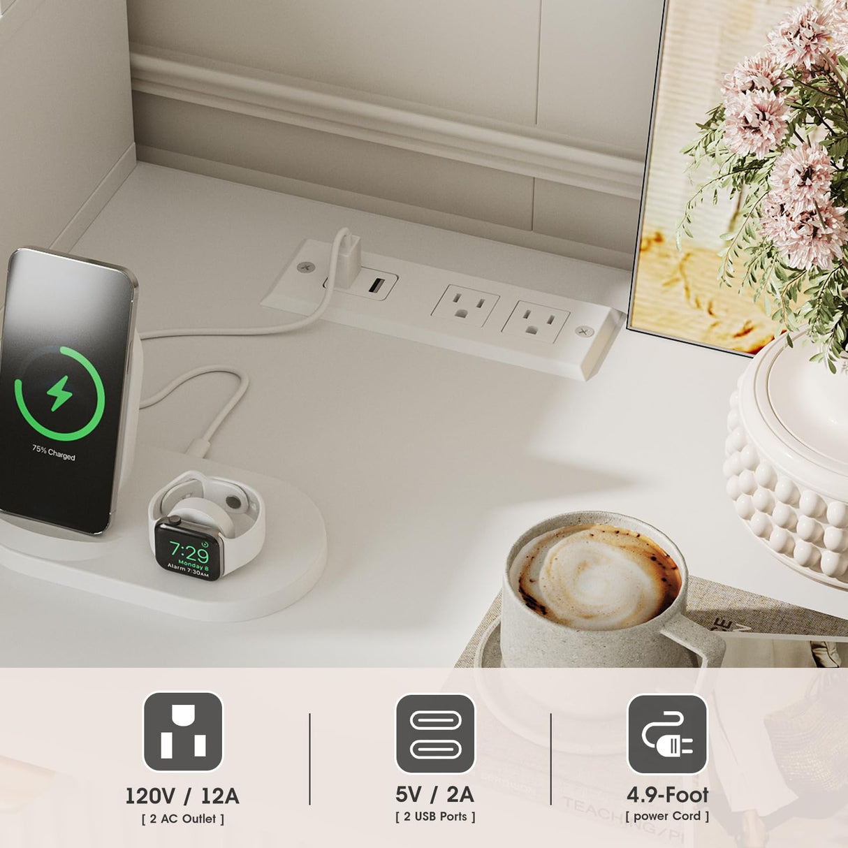 Maupvit Vanity Desk with Mirror and Lights, Makeup Vanity with 8 Drawers & Shelves, Corner Vanity, L Shape Change & Storage, Dressing Table for Bedroom (White) Maupvit