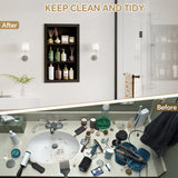 HAIDAIYA 14'' * 24'' Recessed Medicine Cabinet Wall Niche Wood, 3-Tier Bathroom Niche Insert for Drywall, in Wall Shelf Medicine Cabinets Replacement, for Living Room, Bathroom Storage, Black HAIDAIYA