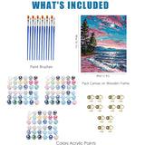 6 Pack Natural Scenery paint by numbers kit for adults,Pink Painting Unframed Easy Acrylic on Canvas11.8x15.7Inch, Acrylic Paint Kit for Adults Beginners,Paint by Numbers Canvas for Home Wall Decor RYMILIE