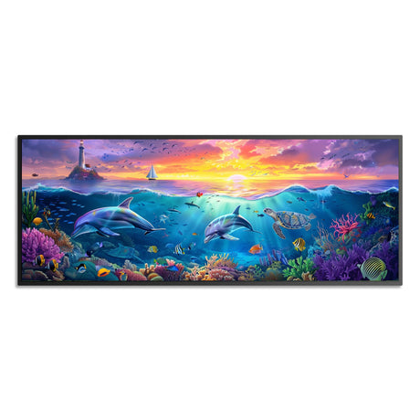 Wergund 5D DIY Large Diamond Art Kits for Adults Dolphin, Large Size Diamond Art Turtle Animal, Full Drill Crystal Rhinestone Embroidery Cross Stitch Arts Craft Canvas Home Wall Decor Gift 12x30Inch Wergund