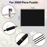 Becko US 3000 Piece Puzzle Mat Roll Up with Drawstring Bag & Black Pump, Jigsaw Felt Mat with Anti-Leak Tube & 3 Elastic Bands for Easy Storage, Portable Puzzle Keeper for 3000 2000 1500 1000 Pieces Becko US