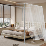 ZAWAYINE Canopy Bed Frame,Stainless Steel Four Corner Bed Canopy Poles Mosquito Net Frame Thickened Metal Canopy Frame Poles for Metal and Wood Bed Frames, Bedroom Decor Upgrade,59"x78"x78"(Queen) ZAWAYINE