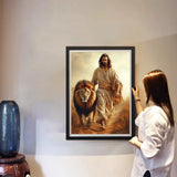 MAXBYE Jesus Diamond Art Kits for Adults, Lion Diamond Painting Full Drill Round Gem Art, 5D DIY Religion Christ Diamonds Painting Suitable Home Wall Decor Gift 12x16inch MAXBYE