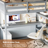 JOYMOR Bunk Bed with Desk and 4-Layer Shelves, Loft Bed Twin Size with Under Desk and Bookcase Storage, Twin Bed Frame for Kids, Adults& Young Teens JOYMOR