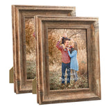 ZBEIVAN 2-Pack 5x7 Picture Frames Set Vintage Brown Family Art Rustic Photo Frame for Tabletop Stand or Wall Hanging ZBEIVAN