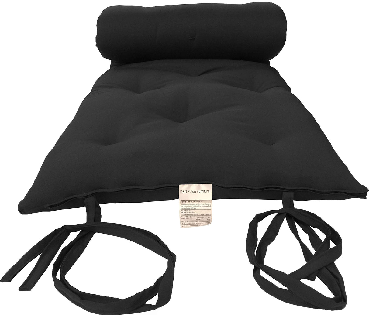 D&D Futon Furniture Queen Size Black Cotton/Foam/Polyester Traditional Japanese Floor Rolling Futon Mattresses, Yoga Meditation Mats, Beds 3 x 60 x 80 D&D Futon Furniture