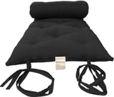 D&D Futon Furniture Queen Size Black Cotton/Foam/Polyester Traditional Japanese Floor Rolling Futon Mattresses, Yoga Meditation Mats, Beds 3 x 60 x 80 D&D Futon Furniture