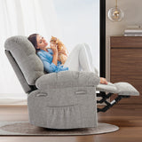 Oversized Swivel Rocker Recliner Chair for Adult,360°Swivel Rock Recliner,Extra Wide Manual Recliners,Chenille Upholstery Overstuffed Soft Rocking Sofa Chair,Grey Loumernhant