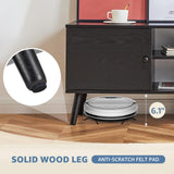 DUMOS TV Stand for 55 60 inch TV, Entertainment Center with Storage Cabinet, Mid Century Modern Media Console Table, Adjustable Hinge, Wooden Television Furniture for Living Room, Office - Black DUMOS