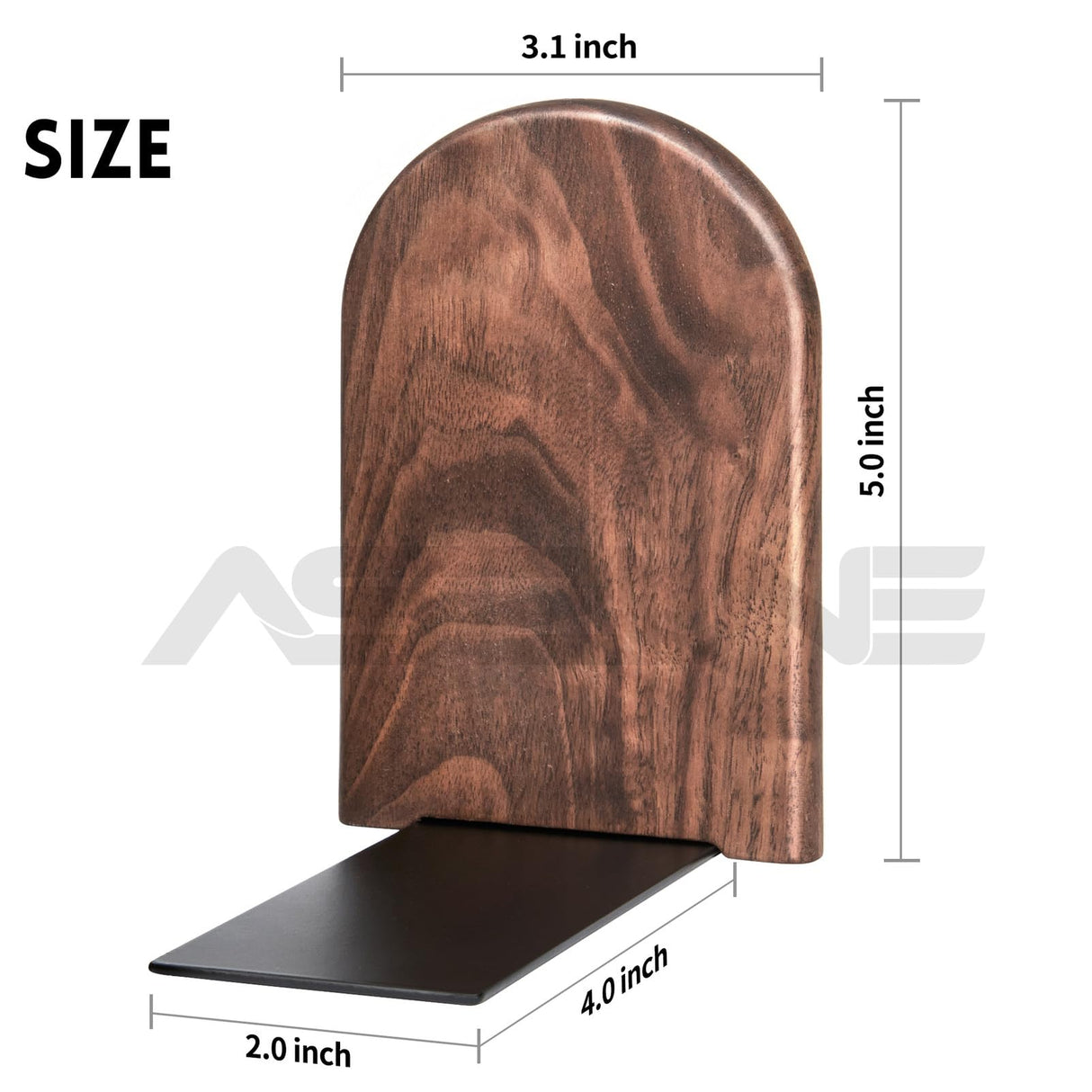 4Pairs Book Ends Hold Heavy Books Wood Bookends for Heavy Books Heavy Duty Walnut Book Ends for Men Wood Bookends for Office Desk Non-Skid ASZUNE