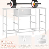 White Dresser TV Stand for 55'' with LED Lights & Charging Station, Dresser for Bedroom with 8 Drawer, Chest of Drawers with Open Shelves, 6 Adjustable Feet, Hallway, Entryway EnHomee