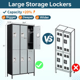 MIIIKO 2 Tier Metal Lockers 3-Wide, 72" x 36" x 16" Storage Locker Units with 6 Compartments, Large Employee Locker with Shelves, Lockable Doors and MIIIKO