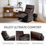 COLAMY Leather Swivel Recliner Chair with Footrest, Rocker Recliner Chair High Back with Double-Layer Cushion, Glider Recliner for Nursery & Living Room, Bedroom, Chocolate COLAMY