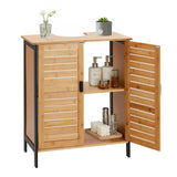 Danrelax 24" Bamboo Pedestal Under Sink Storage Vanity Cabinet, Solid Waterproof Sliding Door Bathroom Organizer with Adjustable Shelf, Modern Bathroom Furniture(Top Cutout, Not for Floor Drain) Danrelax