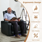 Power Home Theater Seating, Electric Recliner Sofa with LED Light, 23" Spacious Seat, Overstuffed Backrest, USB Ports and 2 Cup Holders, Faux Leather Recliner Chair for Movie Room, Black Bonzy Home