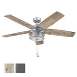 Honeywell Ceiling Fans Foxhaven Farmhouse 52 Inch Ceiling Fan with Light, Outdoor Fan/Indoor Dual-Mount LED Ceiling Fan, 5 Blades, Ebony and Silver Oak Blade Finish Options, Galvanized (51631-01) Honeywell Ceiling Fans