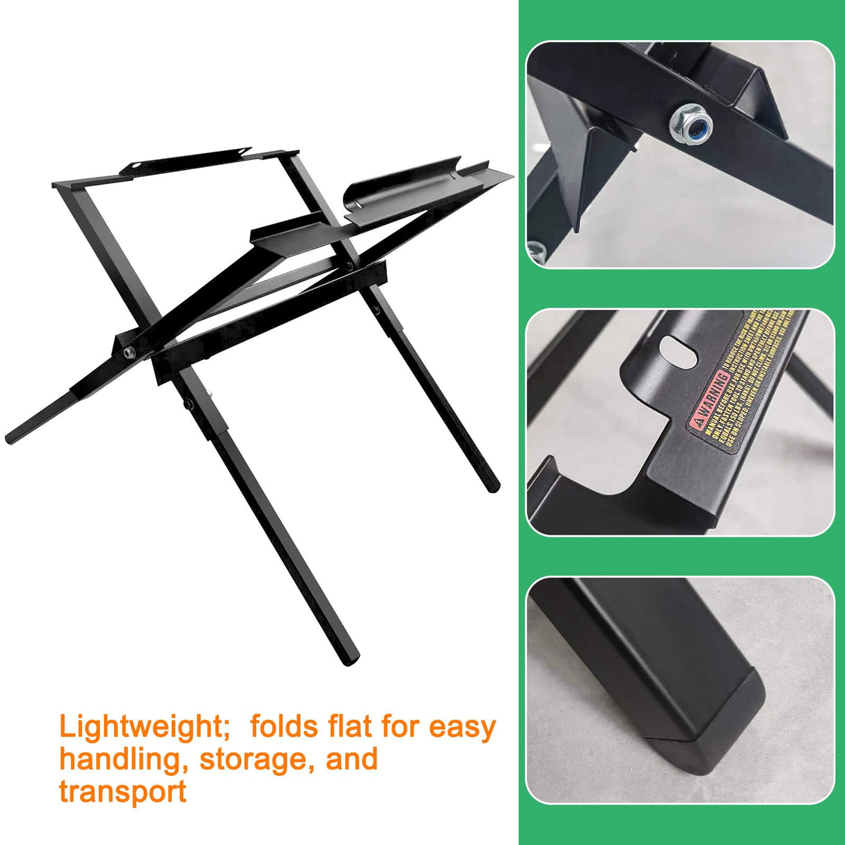 Gabasinover, Table Saw Stand Fits for DW7480 compact job site table saw, Dcs7485 60V table saw and DW745 compact table saw (DW7451 Black 10-inch) Gabasinover