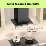 FIREGAS Wall Mount Range Hood 30 inch with 3 Speed Fan,black range hood with tempered glass,400CFM,Push Button Controls, LED Lighting, Permanent Filters in Stainless Steel,includes 2 Charcoal Filters FIREGAS