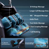 HealthRelife 4D Massage Chair Full Body Zero Gravity Recliner - 55“ SL-Track,20 Auto Modes,11 Massage Technique,40 Airbags Massage,with Yoga Stretch,APP Control,Negative Oxygen lons (Black) HealthRelife