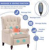 SAMERY Wingback Recliner Chair with Massage and Heat- Accent Chair Push Back Chair for Living Room Bedroom, Tufted Comfy Reclining Arm Chair Sofa, Reading, Napping SAMERY