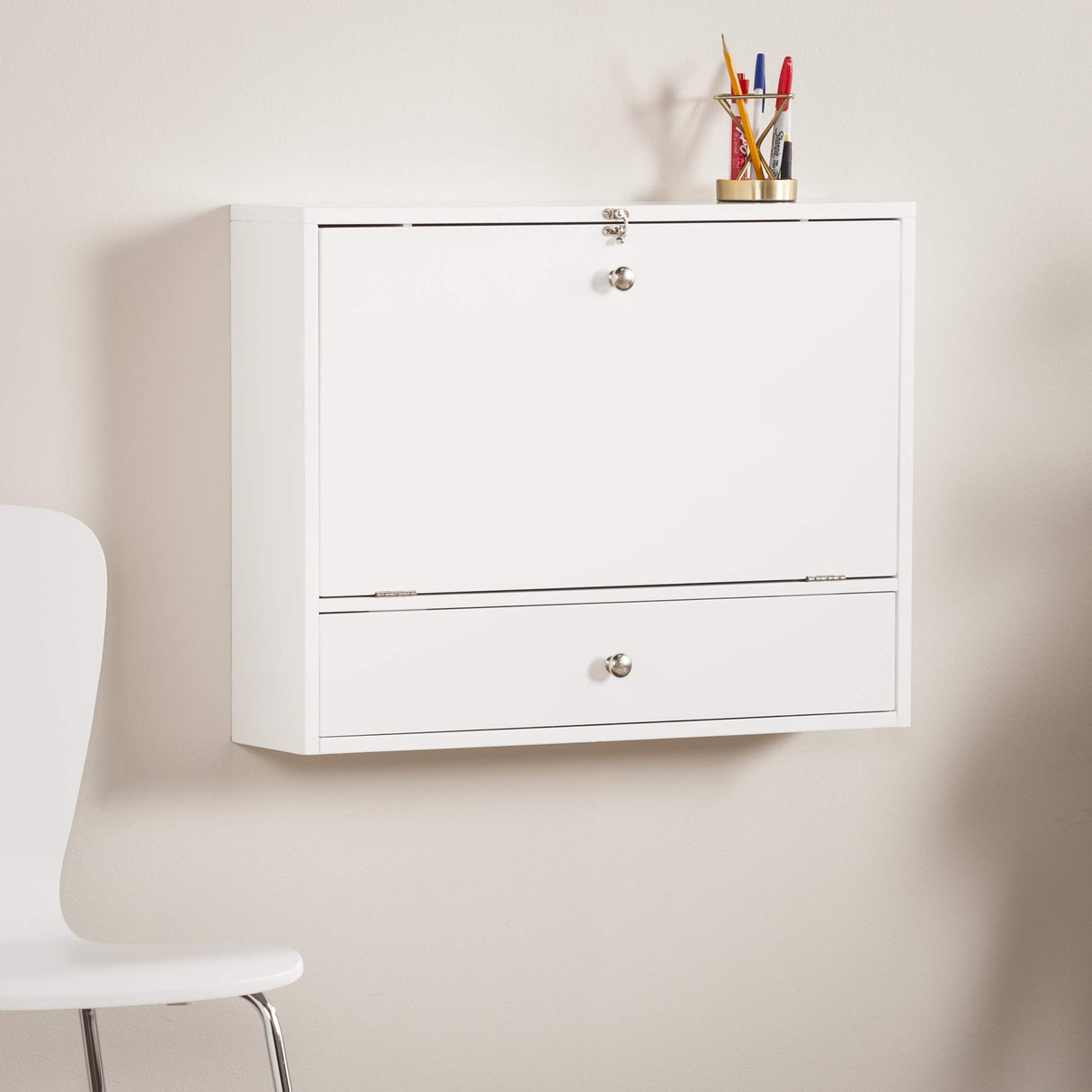 SEI Furniture Willingham Wall Mount Folding Desk, White SEI Furniture