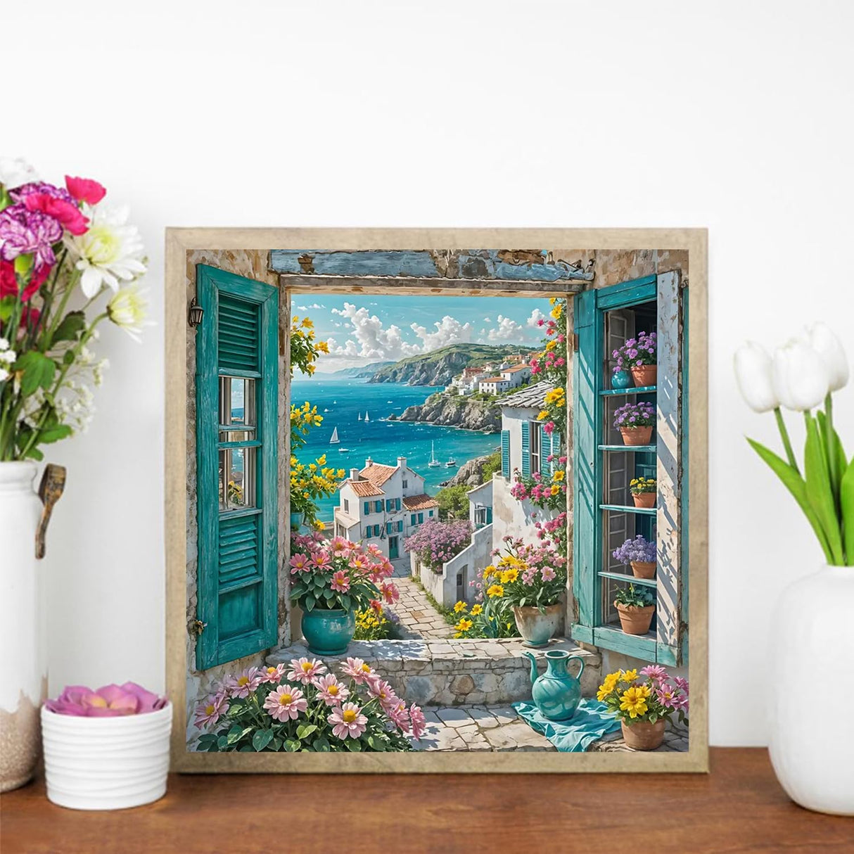 JXDXDJ Landscape Diamond Art Kits for Adults,Flowers Full Round Drill 5D Diamond Painting Kits for Beginners,DIY Diamond Dots Paintings Picture Gem Art for Adults Crafts,Home Wall Decor 13.78x13.78 In JXDXDJ