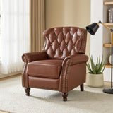 HULALA HOME Genuine Leather Recliner Chair Set of 2 w/Solid Wood Feet, Modern Adjustable Tufted Push Back Arm Chair w/Rivet Decoration, Home Theater Seating Reclining Sofa for Living Room, Brown HULALA HOME