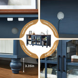 RWYHG Farmhouse TV Stand for 60 Inch TV, Wood Entertainment Center with Glass Door Storage Cabinet & Adjustable Shelves,Television Stands for 65" TVS, TV Console Table for Living Room,Bedroom,Blue RWYHG
