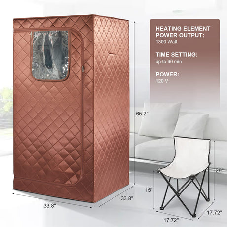amocane Portable Infrared Sauna for Home, Full Body Personal Saunas Tent at Home Spa with Heating Foot Pad, Remote Control & Foldable Chair for Relaxation & Detox(L 33.8" x W 33.8" x H 65.7") amocane