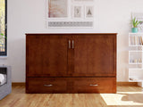 AFI Hamilton Queen Murphy Bed Chest with Mattress, Storage, and Built-in Charger in Walnut AFI