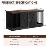 Dog Crate Furniture - Indoor Wooden Dog Kennel Furniture with Room Divider - 71"x23.6"x31.5"H, Black Faceket