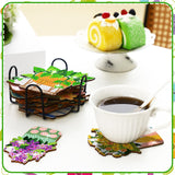 Honeydak 20 Pcs Spring Diamond Painting Coasters Flower Diamond Art Coasters with Holder Wooden Spring Potted Plants Diamond Coasters 5D Diamond Art Kits for Adults DIY Crafts Beginner Gifts Supplies Honeydak