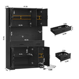 HOSTACK 71" Pantry Cabinet with Charging Station, Tall Kitchen Pantry Storage Cabinet with Microwave Stand, Farmhouse Kitchen Hutch with Storage Drawers for Living Room, Dining Room, Black Wood Grain HOSTACK