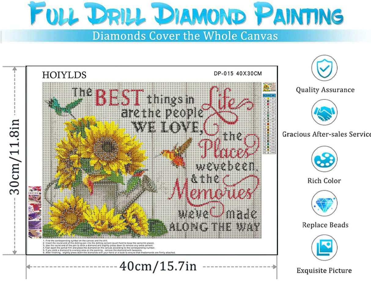 Sunflower Diamond Painting Kits for Adults - Inspirational Diamond Art Kits for Adults Beginner, DIY Full Drill Diamond Dots Paintings with Diamonds 5D Gem Art and Crafts for Adults Home Wall Decor HOIYLDS