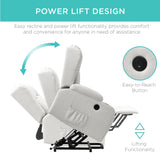 Best Choice Products Modern Linen Electric Power Lift Chair, Recliner Massage Chair, Adjustable Furniture for Back, Legs w/ 3 Positions, USB Port, Heat, Cupholders, Easy-to-Reach Button - Ivory Best Choice Products