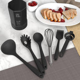 Silicone Cooking Utensils Set - 446°F Heat Resistant Kitchen Utensils,Turner Tongs,Spatula,Spoon,Brush,Whisk,Kitchen Utensil Gadgets Tools Set for Nonstick Cookware,Dishwasher Safe (BPA Free) AOTHOD