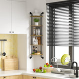 Tinpin Corner Shelf Wall Mount 5-Tier, Wall Decor for Home Living Room Bedroom, Wall Corner Shelves Bookshelf, Rustic Industrial Pipe Shelves, Brown Tinpin