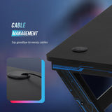 PayLessHere 47 Inch Gaming Desk PC Carbon Fiber Table Ultimate Gamer Workstation with Cup Holder & Headphone Hook for Home Office,Blue (Blue) PayLessHere