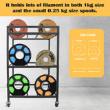 3D Printer Filament Storage Rack, 360°Rolling Filament Spool Holders Racks with Wheels, Heavy Duty Metal Shelf for PLA/ABS/TPU,Filaments Organzied for 3D Printing Wanyshapy