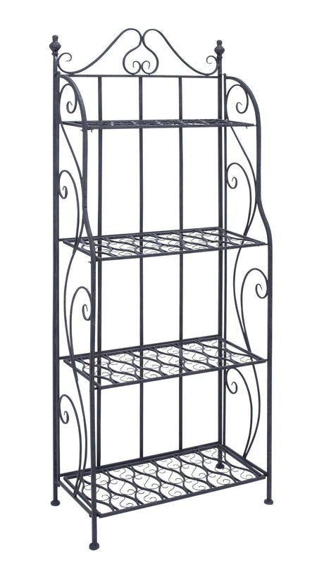 Deco 79 Metal Scroll Indoor Outdoor Tall Folding 4 Shelf Bakers Rack, 25" x 12" x 64", Black Deco 79