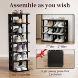 HAIXIN Vertical Narrow Tall Shoe Rack for Front Door Entrance, 7-Tier Sturdy Stackable Shoe Rack Organizer for Closet Entryway, Corner Shoe Storage Shelf Shoe Cubby HAIXIN