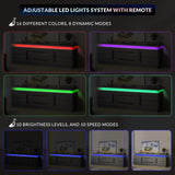 BELLEZE 67" TV Stand for TV up to 75", Modern Entertainment Center with LED Lights Change to Melody of Music, Media Console Table with Cabinets and Drawers for Living Room, Bedroom - Studio (Grey) BELLEZE