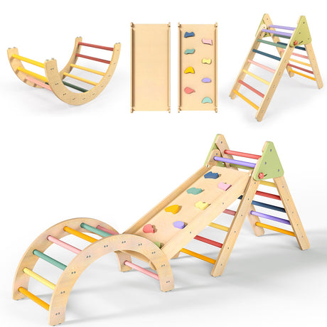 BAUTIA Pikler Triangle Set, Toddler Climbing Toys Indoor Playground, Wooden Montessori Climbing Toys for Toddlers 1-3 Inside Bautia
