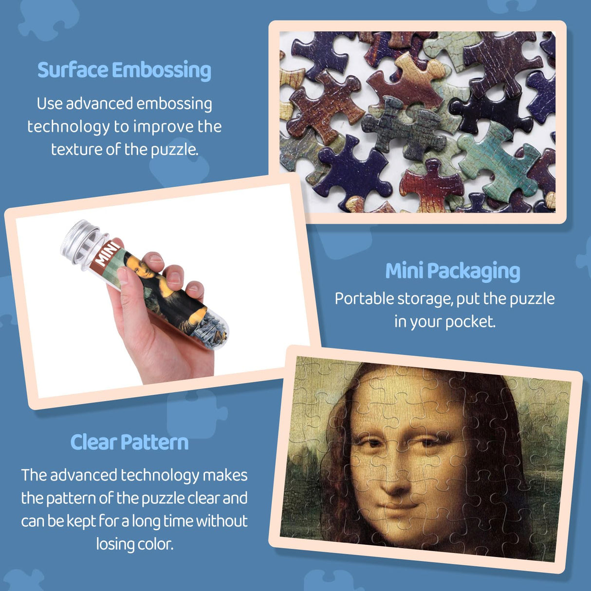 150 Pieces Mini Jigsaw Puzzles for Adults & Kids, 6" x 4" Small Jigsaw Puzzles Capsule Tube Jigsaw Puzzles Intelligent Game, Starry Night Mona Lisa Sunflower 3 Pack LOSFPVR