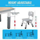 UNICOO Kids Table and Chairs Set, Height Adjustable Toddler Study Table and Chairs, Arts & Crafts Table, Suitable for Ages 2-10, Childrens Activity Table, Preschool Furniture (BY-60-MGY) UNICOO