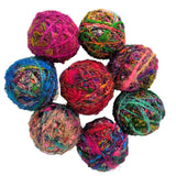 KNITSILK Recycled Sari Silk Yarn – 1 x 100g Multicolour Unique Bulky Yarn Ball, 80+ Yards | Eco-Friendly Handmade Fiber for Knitting, Crochet, Weaving, Crafts, and DIY Projects. Knitsilk